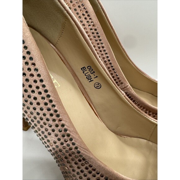 Pink Rhinestone Embellished Round Toe Stiletto Heels Pumps Size 7.5 US - Picture 5 of 15